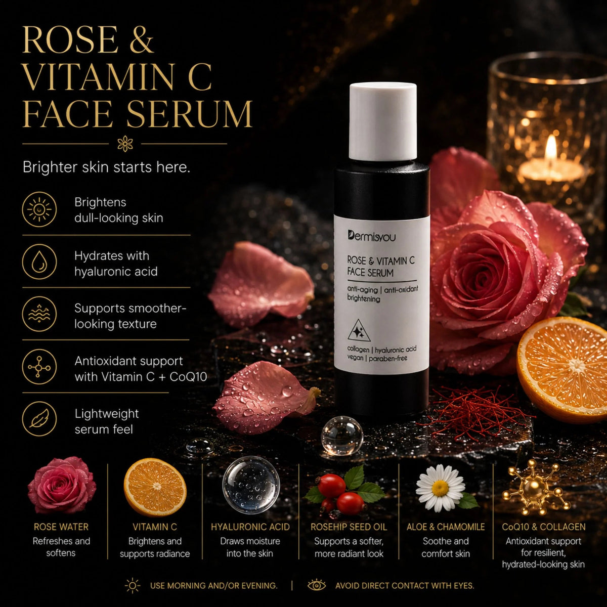 Rose & Vitamin C Brightening Face Serum - supplier reference image